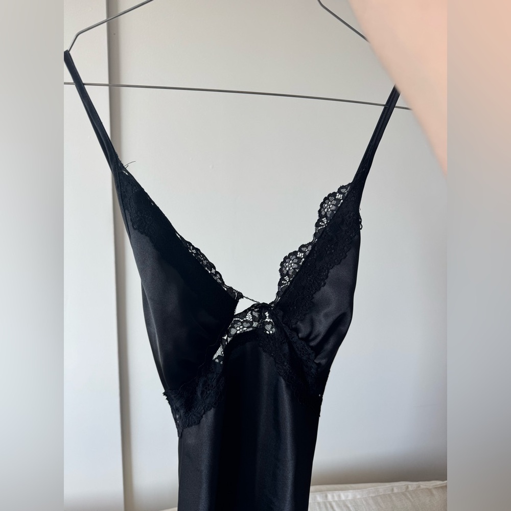 Black Lace-Trim Satin Chemise - Women Intimates